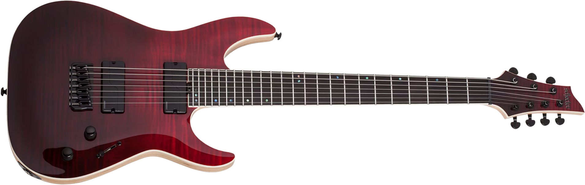 Schecter C7 Sls Elite 7c Baryton 2h Fishman Fluence Ht Eb - Blood Burst - Baritone guitar - Main picture