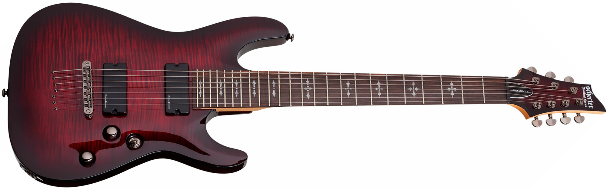 Schecter Demon-7 7c 2h Ht Wen - Crimson Red Burst - 7 string electric guitar - Main picture