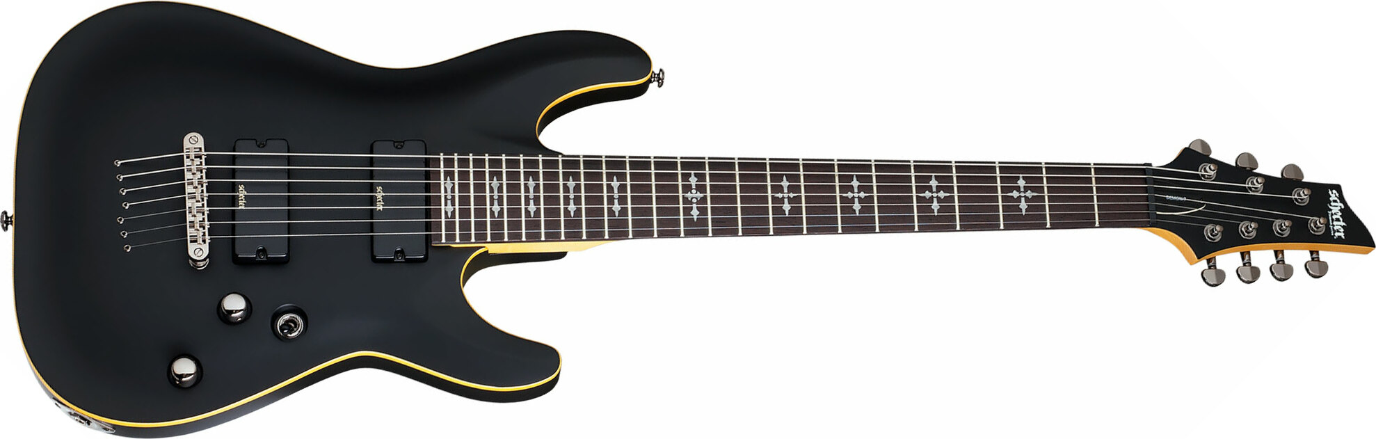 Schecter Demon-7 7c 2h Ht Wen - Aged Black Satin - 7 string electric guitar - Main picture