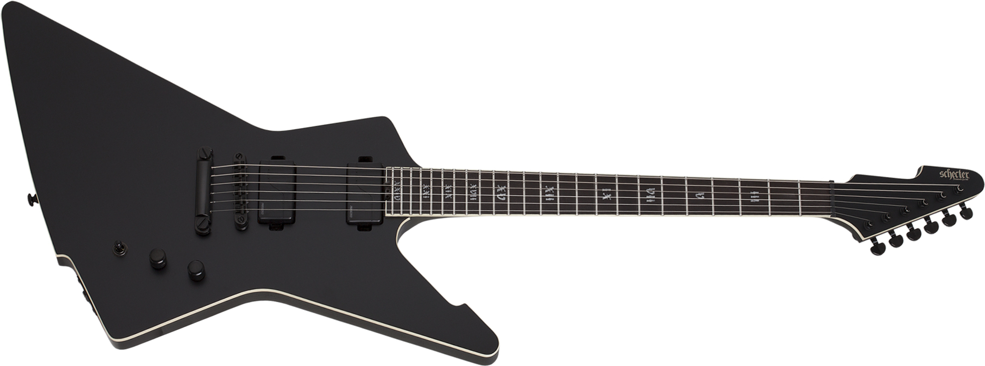 Schecter E-1 Sls Evil Twin 2h Fishman Fluence Modern Ht Eb - Satin Black - Metal electric guitar - Main picture