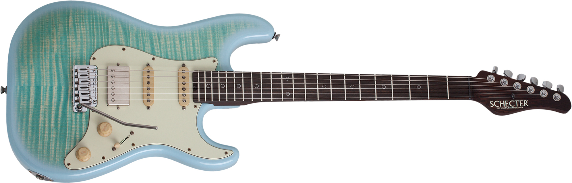 Schecter Nick Johnston Flame Top Nitro Usa Signature Hss Trem Eb - Atomic Ice - Str shape electric guitar - Main picture