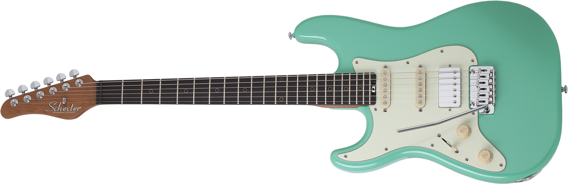 Schecter Nick Johnston Traditional Gaucher Hss Signature Trem Eb - Atomic Green - Left-handed electric guitar - Main picture