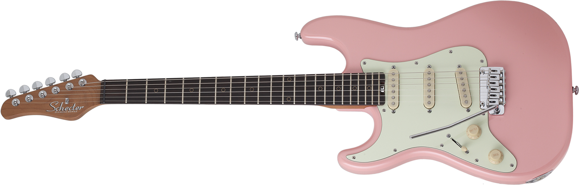 Schecter Nick Johnston Traditional Gaucher Signature 3s Trem Eb - Atomic Coral - Left-handed electric guitar - Main picture