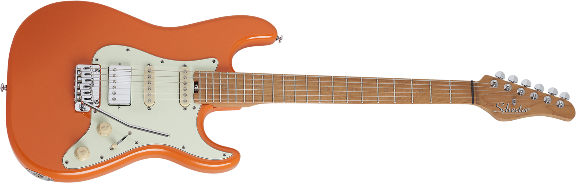 Schecter Nick Johnston Traditional Hss Signature Trem Eb - Atomic Orange - Str shape electric guitar - Main picture