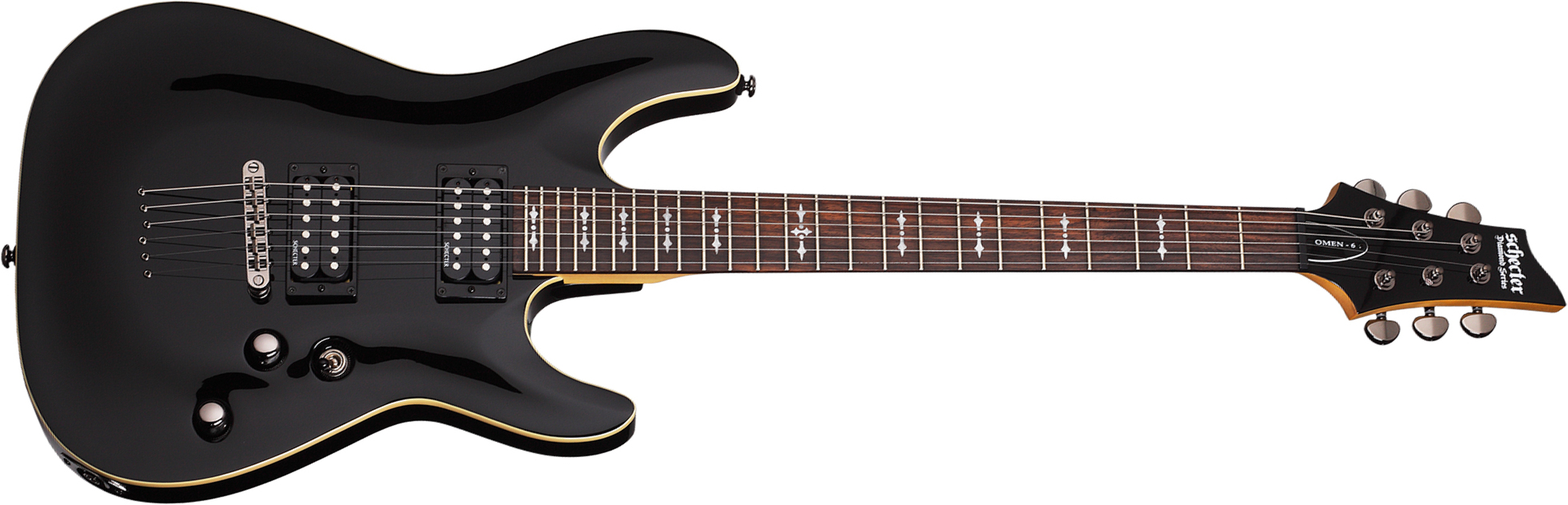 Schecter Omen-6 2h Ht Rw - Black - Str shape electric guitar - Main picture