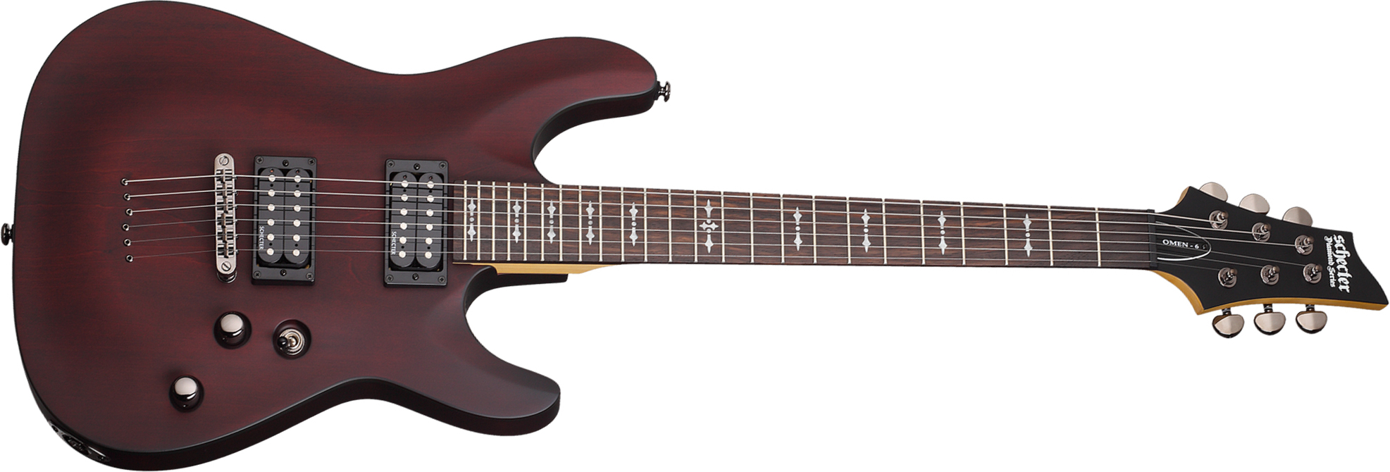 Schecter Omen-6 2h Ht Rw - Walnut Satin - Str shape electric guitar - Main picture