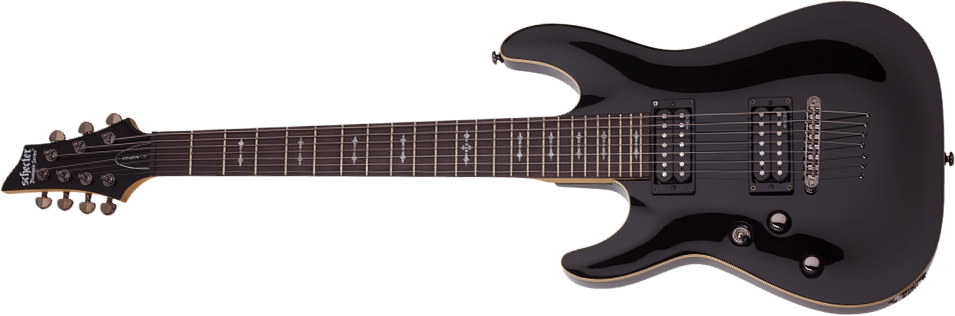 Schecter Omen-7 Lh Gaucher 2h Ht Rw - Black - Left-handed electric guitar - Main picture