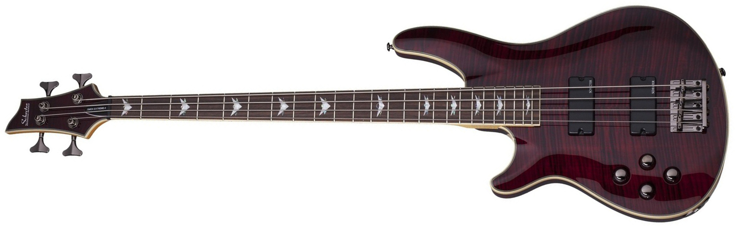 Schecter Omen Extreme-4 Lh Gaucher Active Rw - Black Cherry - Solid body electric bass - Main picture