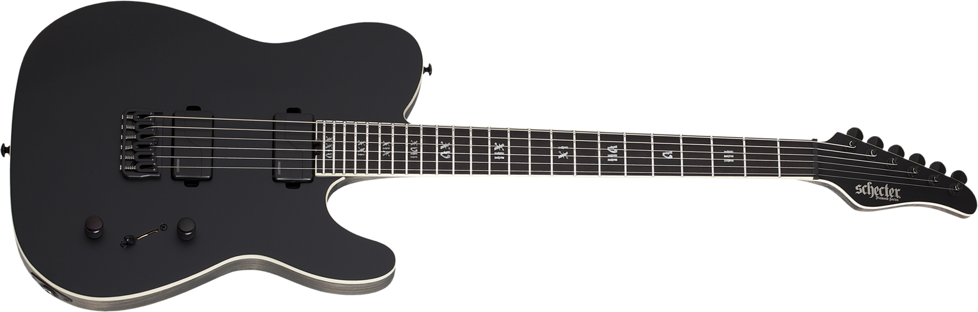 Schecter Pt Sls Elite Evil Twin 2h Fishman Fluence Modern Ht Eb - Satin Black - Tel shape electric guitar - Main picture