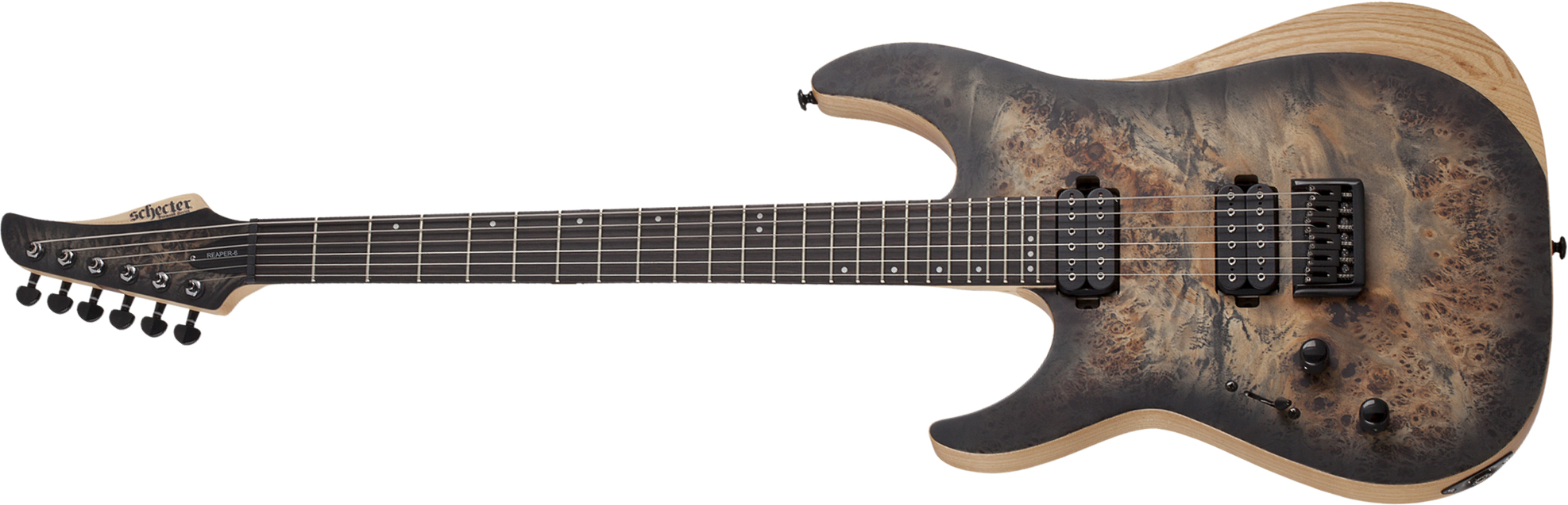 Schecter Reaper-6 Lh Gaucher 2h Ht Eb - Satin Charcoal Burst - Left-handed electric guitar - Main picture