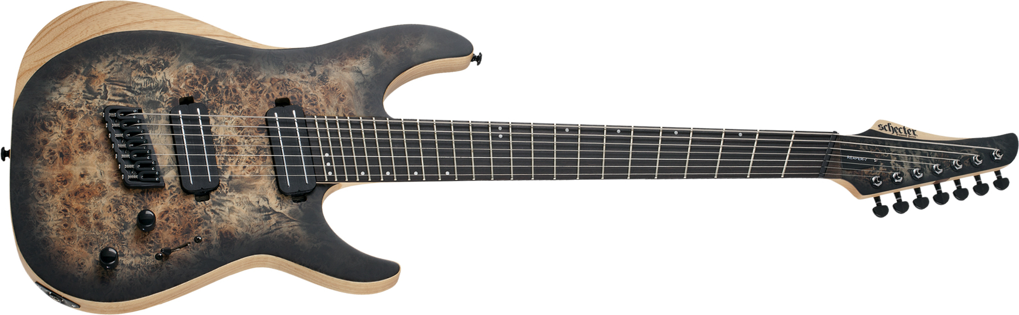 Schecter Reaper-7 Multiscale 7c Ht 2h Eb - Satin Charcoal Burst - Multi-Scale Guitar - Main picture