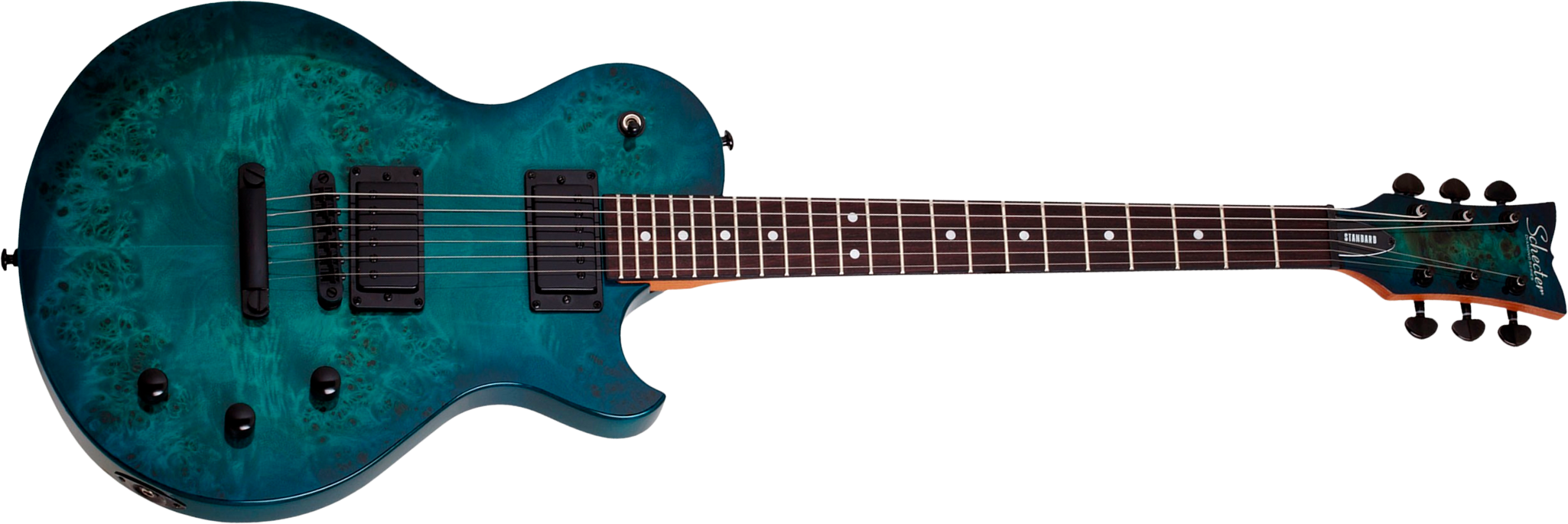 Schecter Solo-ii Standard 2h Ht Rw - Ocean Blue Burst Burl - Single cut electric guitar - Main picture