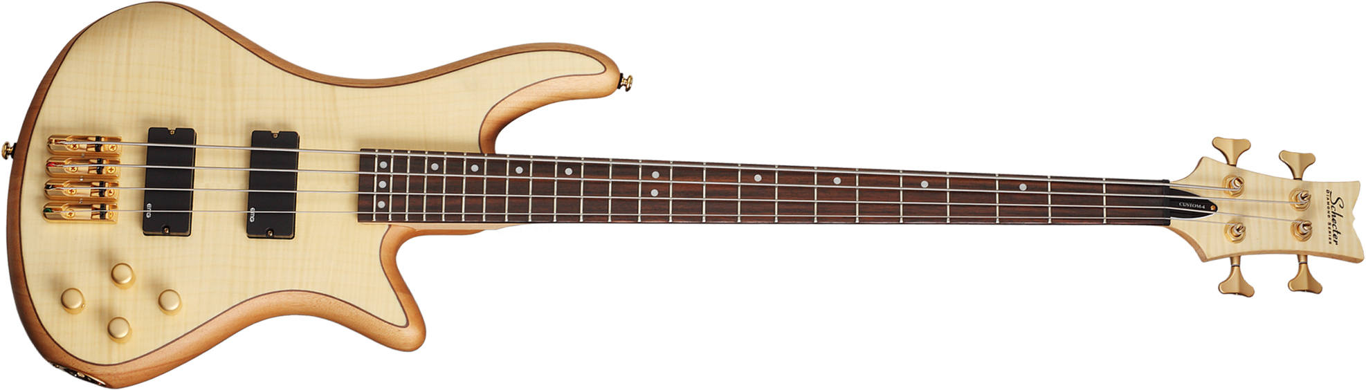 Schecter Stiletto Custom-4 Active Emg Rw - Natural Satin - Solid body electric bass - Main picture