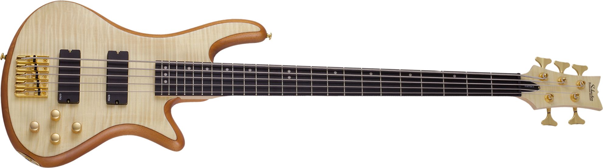 Schecter Stiletto Custom-5 5c Active Emg Rw - Natural Satin - Solid body electric bass - Main picture