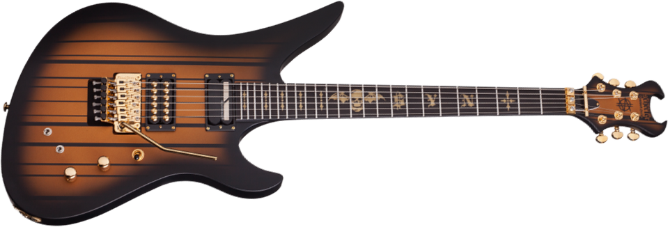 Schecter Synyster Custom-s Signature 2h Seymour Duncan Sustainiac Fr Eb - Satin Gold Burst - Str shape electric guitar - Main picture