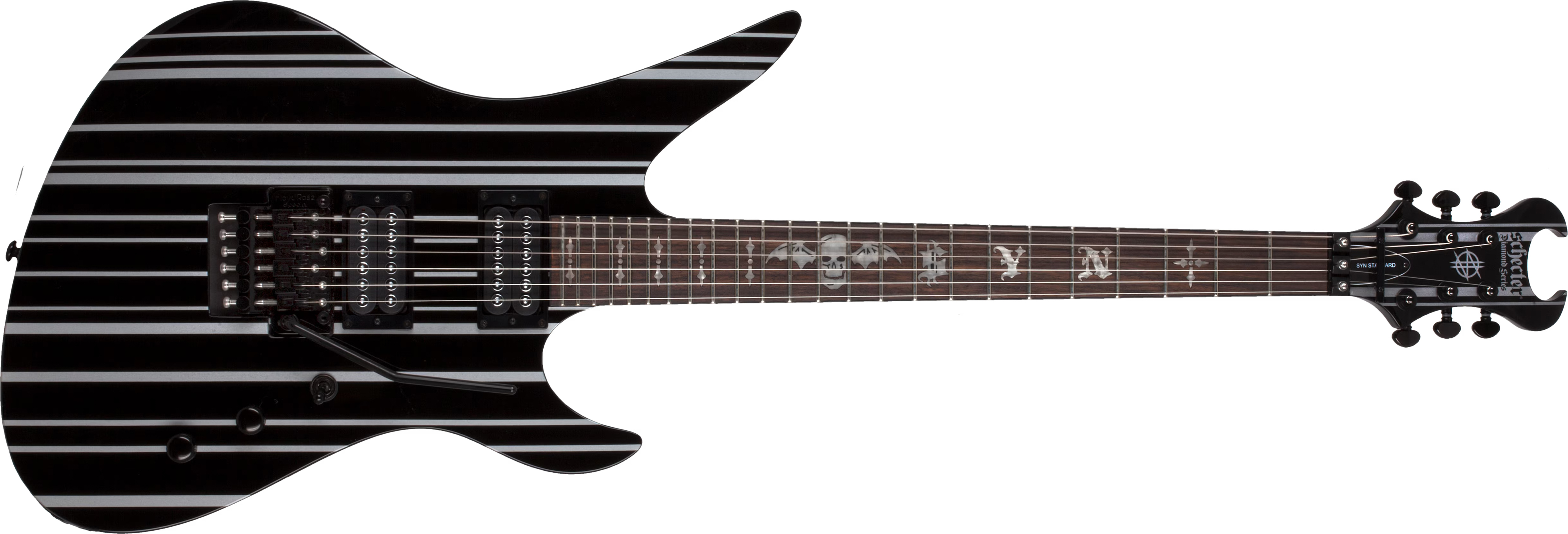 Schecter Synyster Standard Signature 2h Fr Eb - Gloss Black With Silver Pinstripes - Signature electric guitar - Main picture