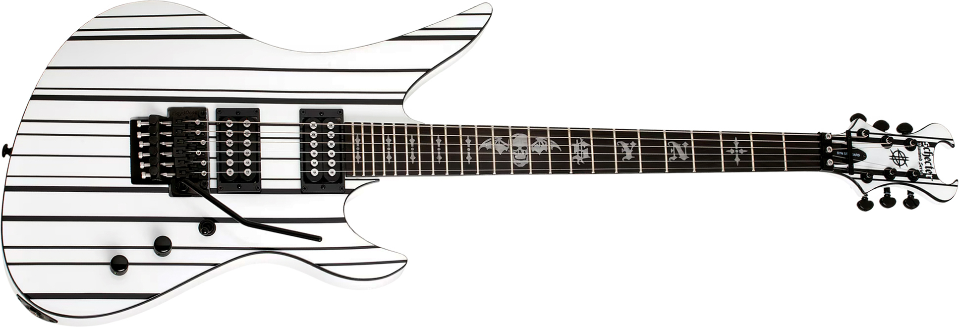 Schecter Synyster Standard Signature 2h Fr Eb - Gloss White With Black Pinstripes - Signature electric guitar - Main picture