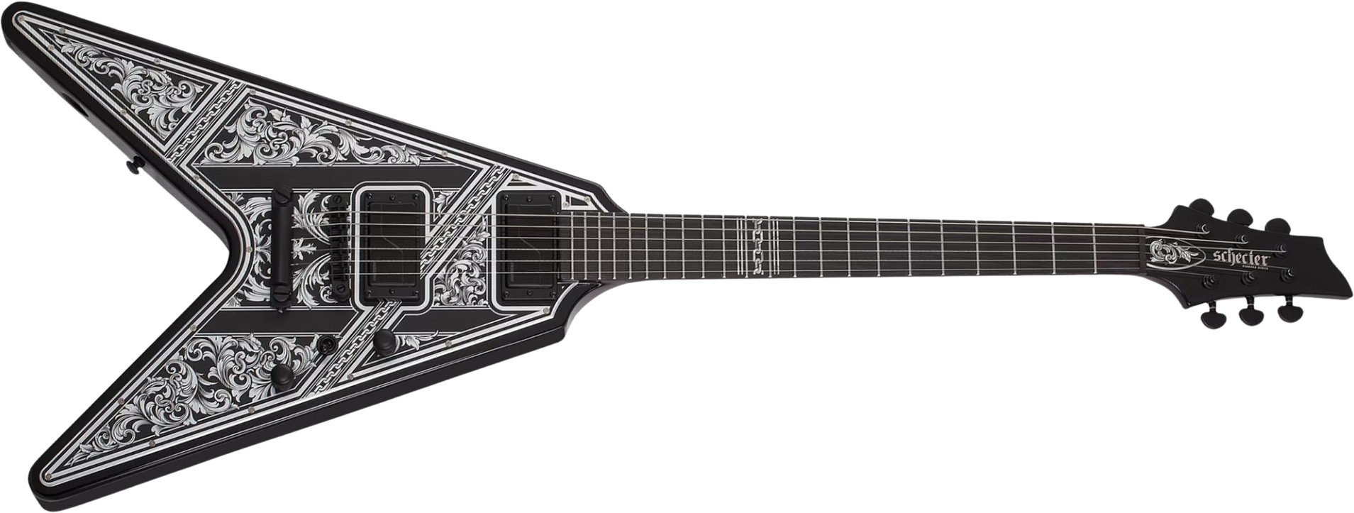 Schecter V1 Pryzm Palladium 2h Fishman Fluence Modern Eb - Gloss Black - Metal electric guitar - Main picture
