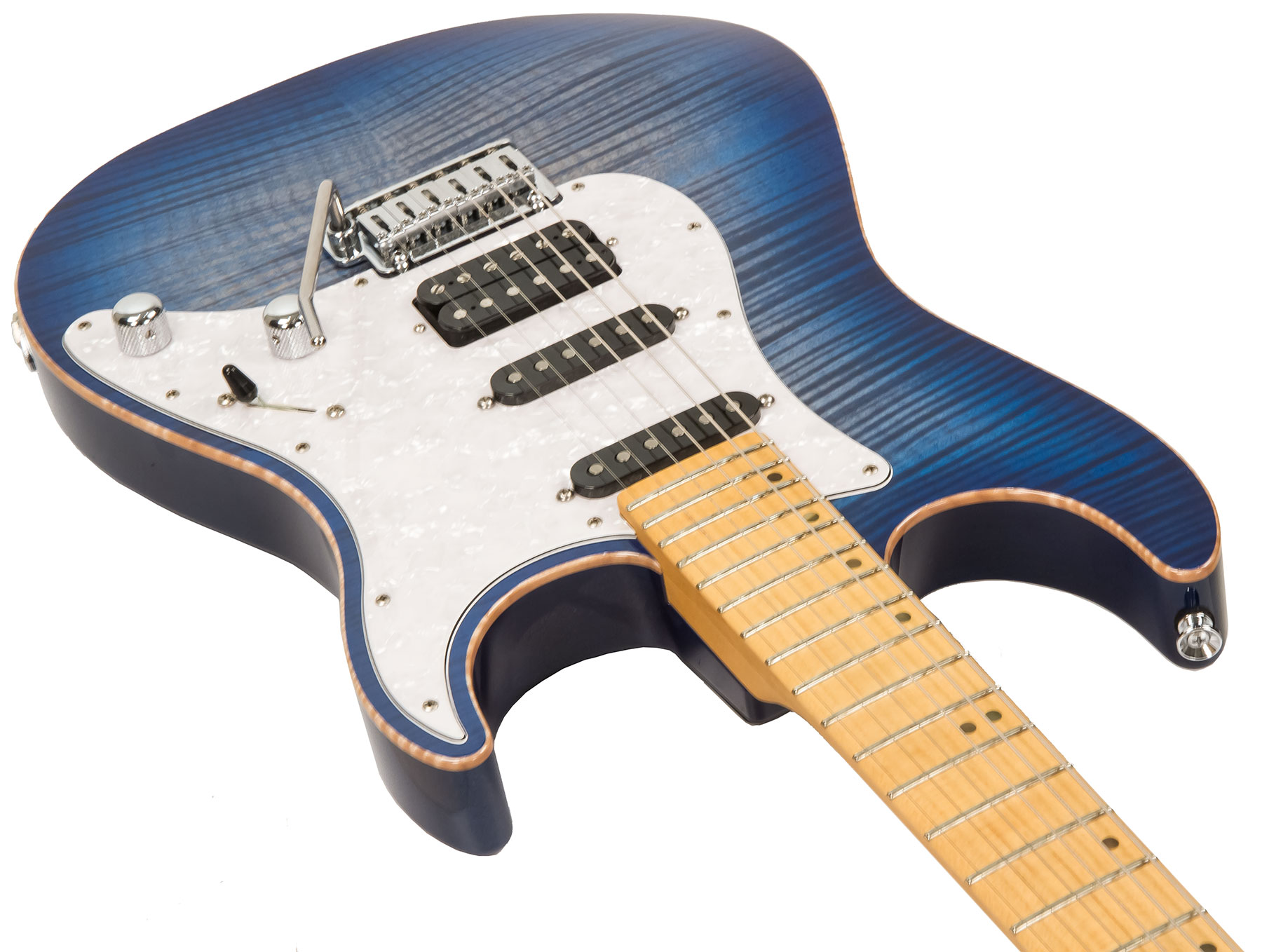 Schecter Custom Shop Sunset Usa Hss Trem Mn #1409001 - Trans Sky Blue - Str shape electric guitar - Variation 1