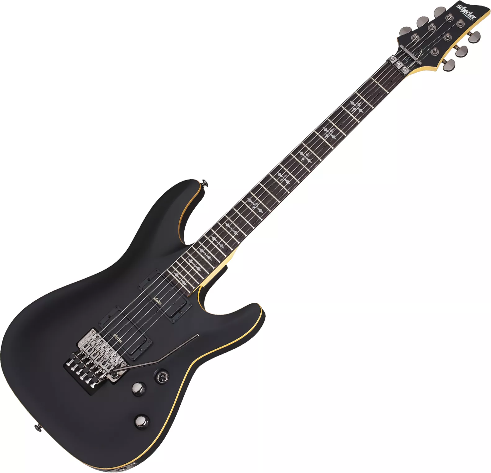 Schecter Demon-6 FR - aged black satin Str shape electric guitar black
