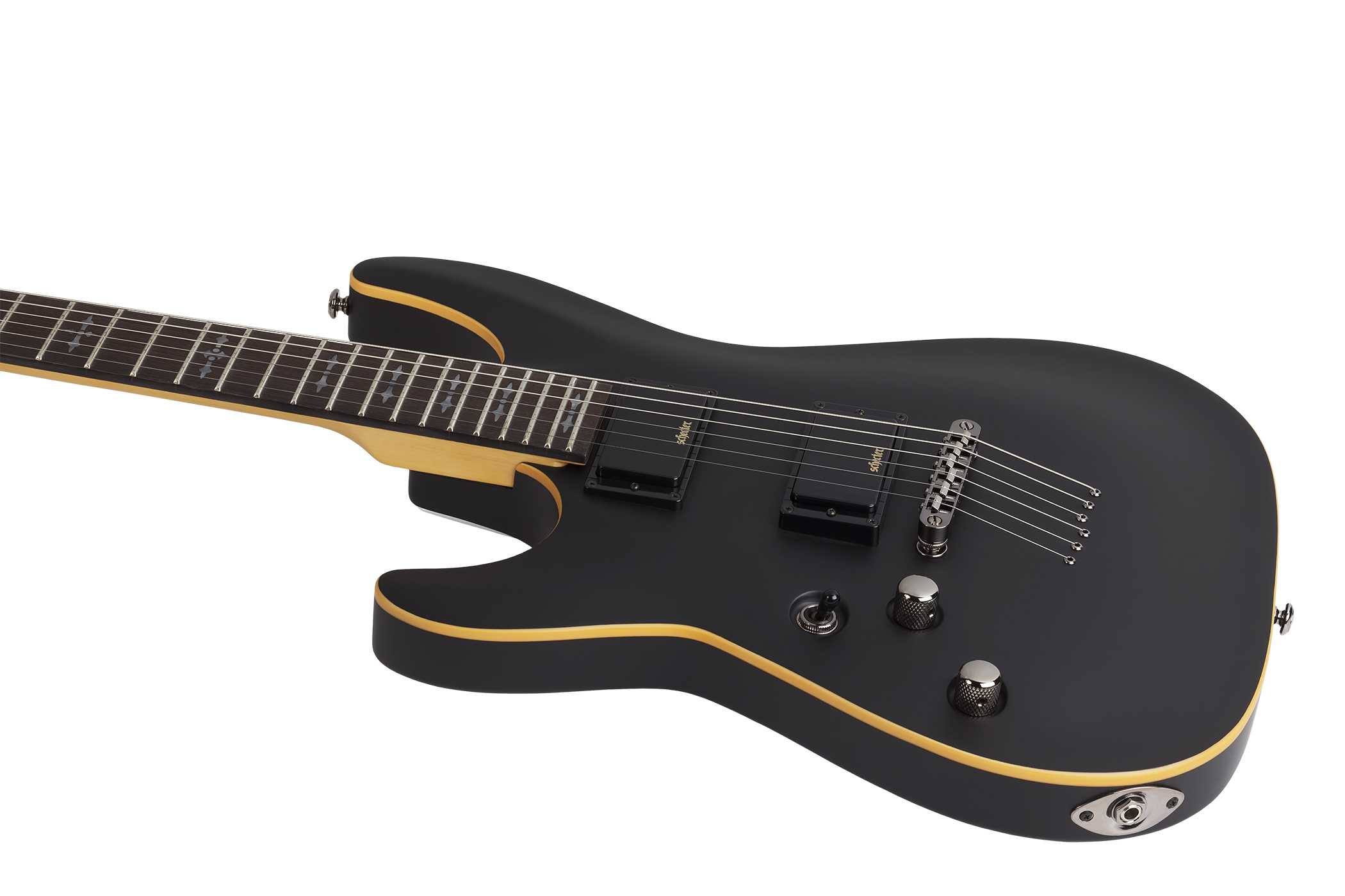 Schecter Demon-6 Lh Gaucher 2h Ht Wen - Aged Black Satin - Left-handed electric guitar - Variation 1