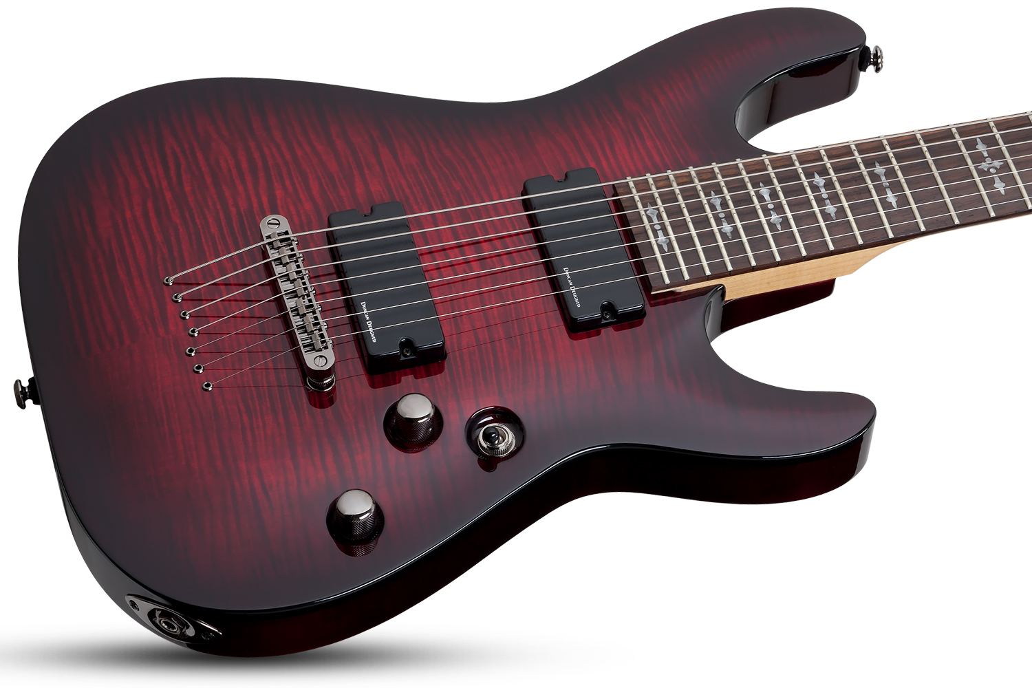 Schecter Demon-7 7c 2h Ht Wen - Crimson Red Burst - 7 string electric guitar - Variation 1