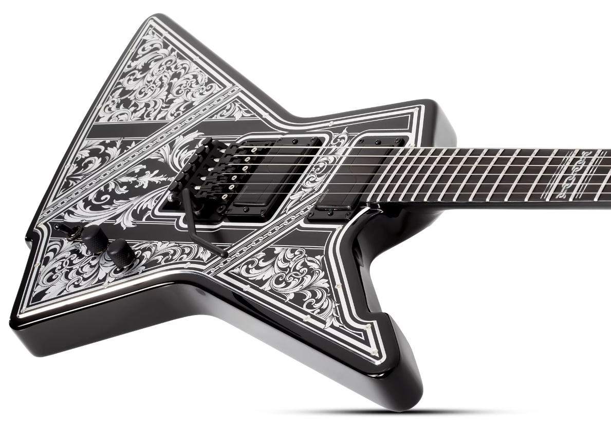 Schecter E1 Pryzm Palladium 2h Fishman Fluence Modern Fr Eb - Gloss Black - 7 string electric guitar - Variation 2