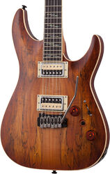 Str shape electric guitar Schecter C-1 Exotic Spalted Maple - Satin natural vintage burst
