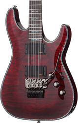Str shape electric guitar Schecter Hellraiser C-1 FR - Black cherry