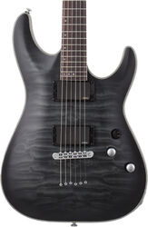 Str shape electric guitar Schecter C-1 Platinum - See through black satin
