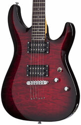 Str shape electric guitar Schecter C-6 Plus - See-thru cherry burst