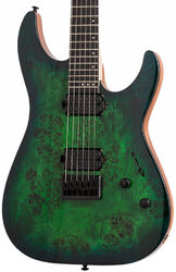 Double cut electric guitar Schecter C-6 Pro - Aqua burst