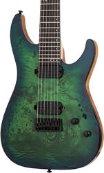 7 string electric guitar Schecter C-7 Pro - Aqua burst