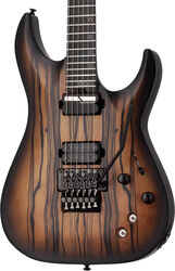 Str shape electric guitar Schecter C-1 FR-S Pale Moon - Natural Satin Black Burst