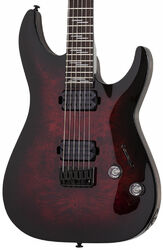 Str shape electric guitar Schecter Omen Elite-6 - Black cherry burst