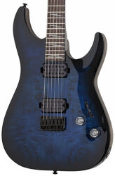 Str shape electric guitar Schecter Omen Elite-6 - See thru blueburst