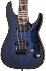 7 string electric guitar Schecter Omen Elite-7 - See-thru blue burst