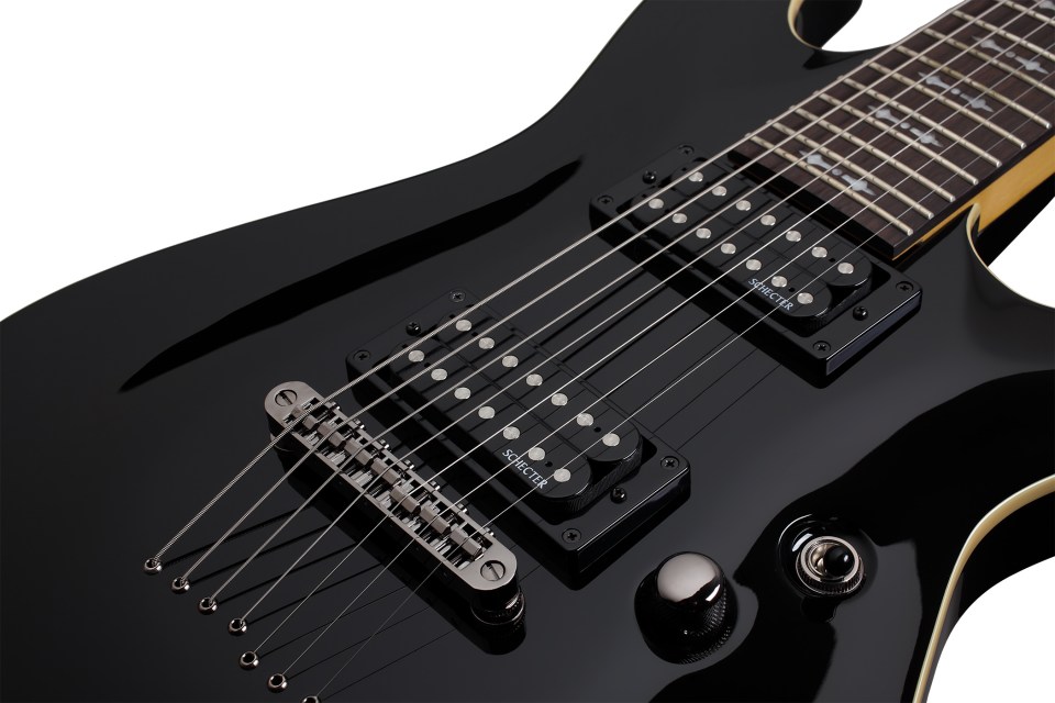 Schecter Omen-7 Lh Gaucher 2h Ht Rw - Black - Left-handed electric guitar - Variation 1