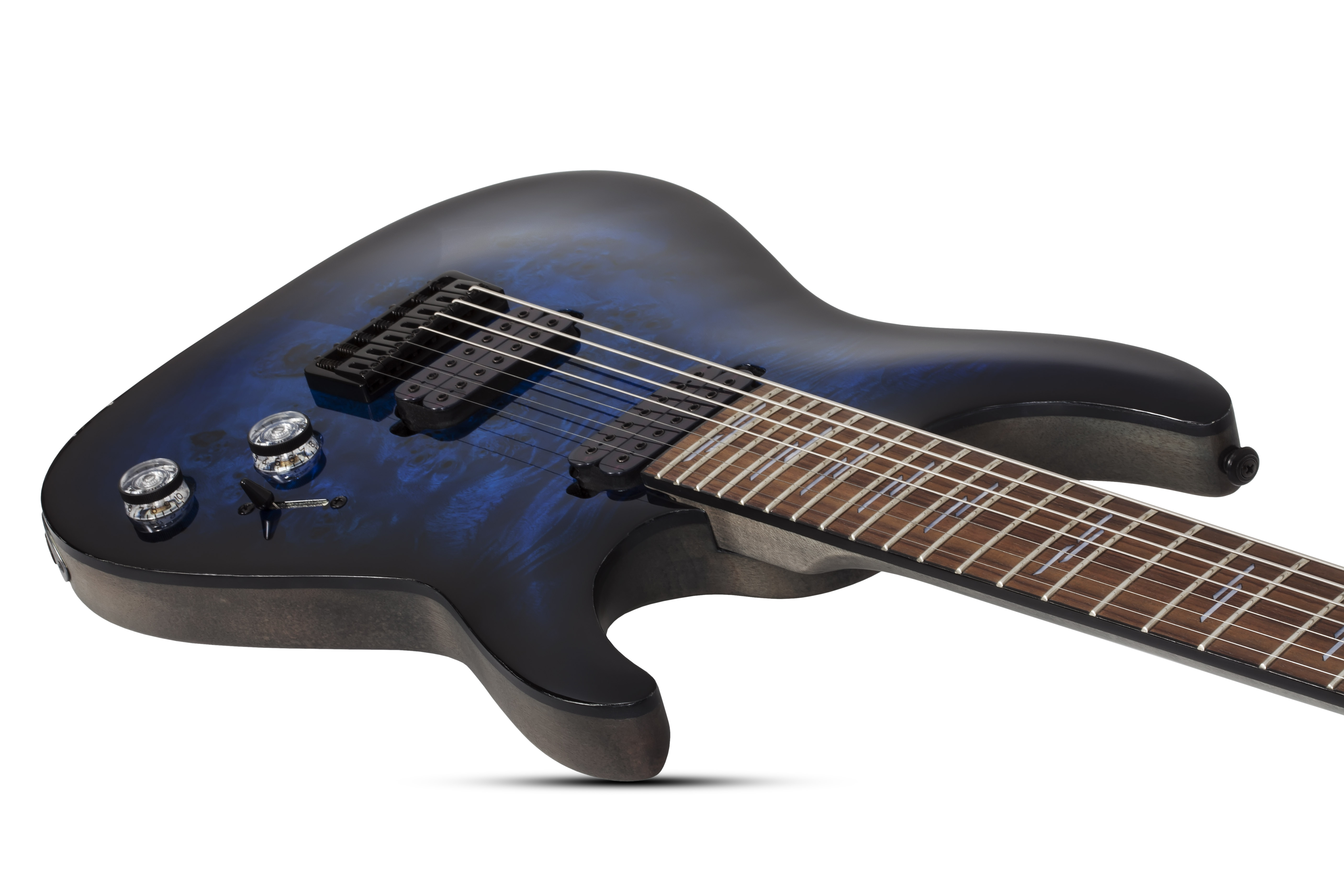 Schecter Omen Elite-7 7c Baryton 2h Ht Rw - See-thru Blue Burst - 7 string electric guitar - Variation 2