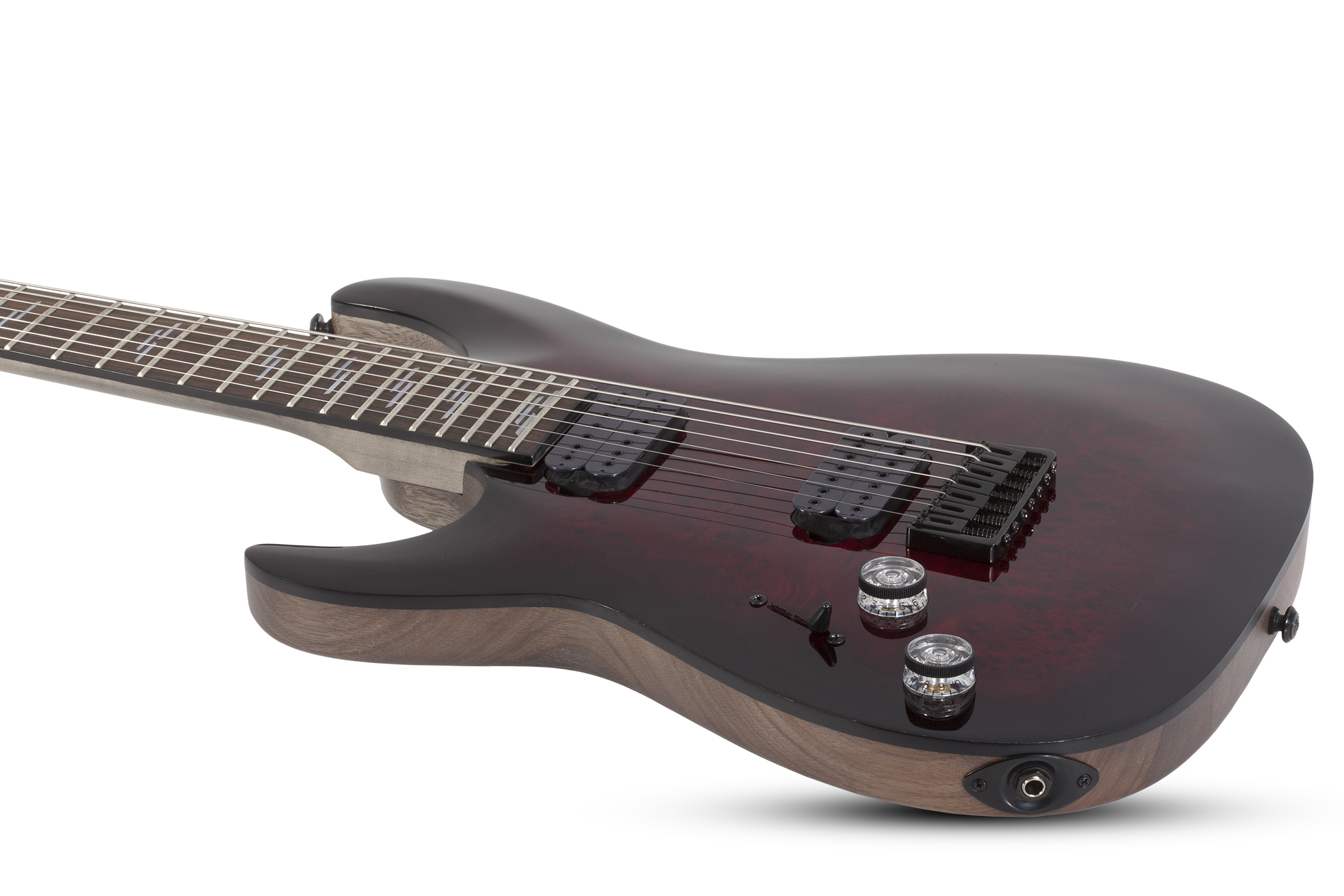 Schecter Omen Elite-7 7c Baryton Lh Gaucher 2h Ht Rw - Black Cherry Burst - Left-handed electric guitar - Variation 1