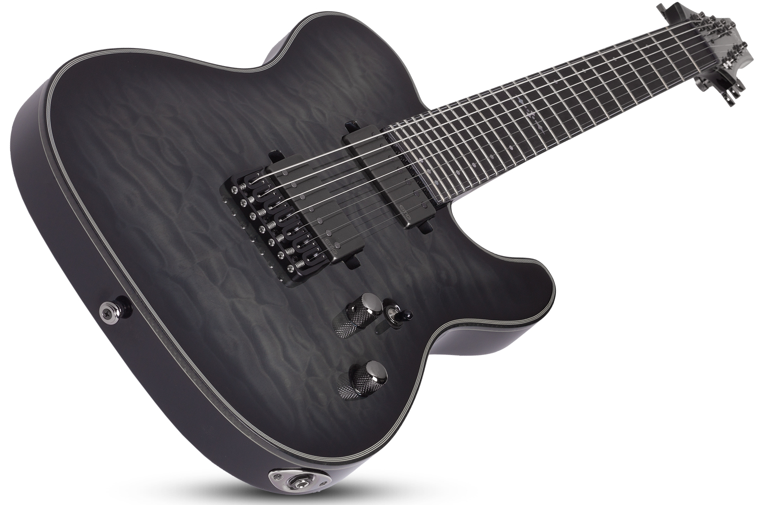 Schecter Pt-7 Hellraiser Hybrid 7c Hh Emg Ht Eb - Transp. Black Burst - 7 string electric guitar - Variation 1