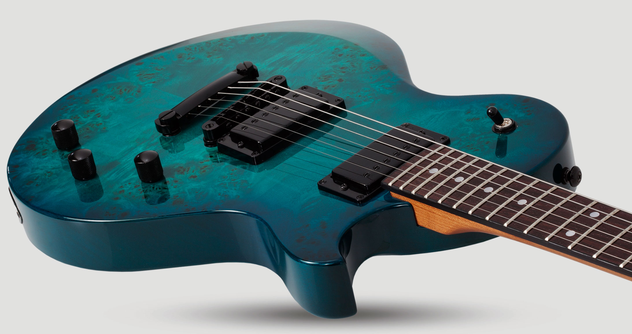 Schecter Solo-ii Standard 2h Ht Rw - Ocean Blue Burst Burl - Single cut electric guitar - Variation 3