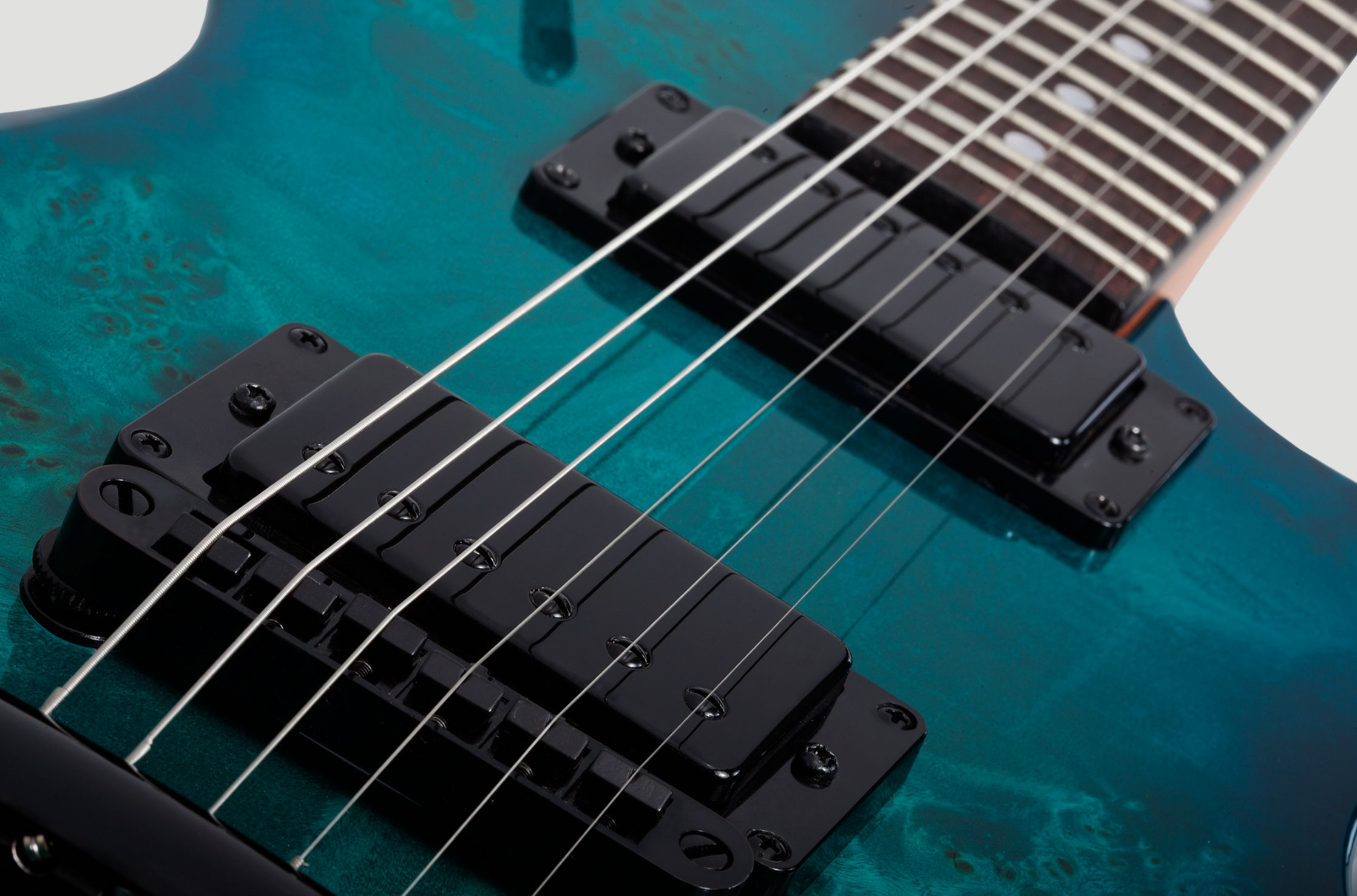 Schecter Solo-ii Standard 2h Ht Rw - Ocean Blue Burst Burl - Single cut electric guitar - Variation 6