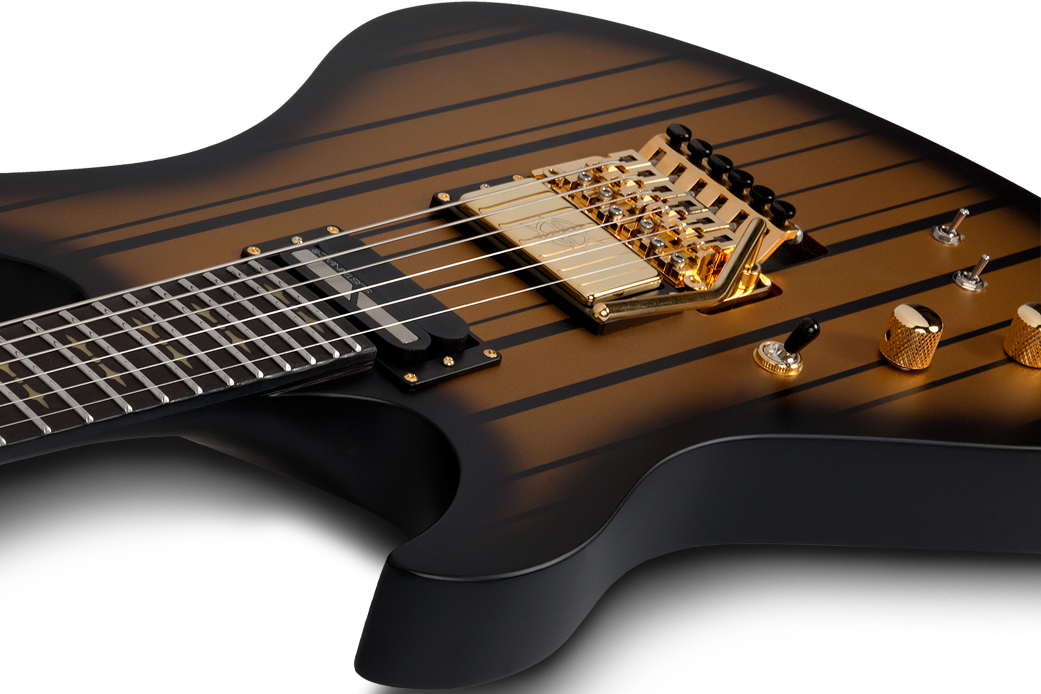 Schecter Synyster Custom-s Lh Signature Gaucher 2h Sustainiac Fr Eb - Satin Gold Burst - Left-handed electric guitar - Variation 3