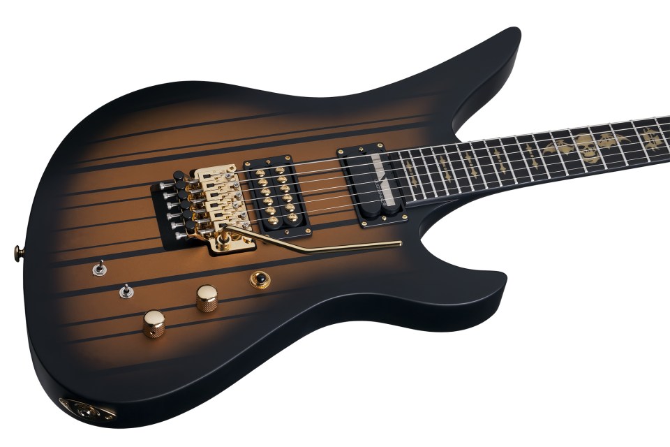 Schecter Synyster Custom-s Signature 2h Seymour Duncan Sustainiac Fr Eb - Satin Gold Burst - Str shape electric guitar - Variation 1