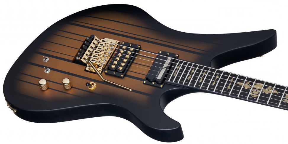 Schecter Synyster Custom-s Signature 2h Seymour Duncan Sustainiac Fr Eb - Satin Gold Burst - Str shape electric guitar - Variation 2