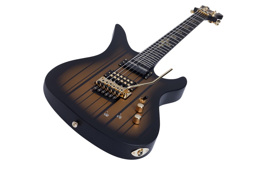 Schecter Synyster Custom-s Signature 2h Seymour Duncan Sustainiac Fr Eb - Satin Gold Burst - Str shape electric guitar - Variation 3