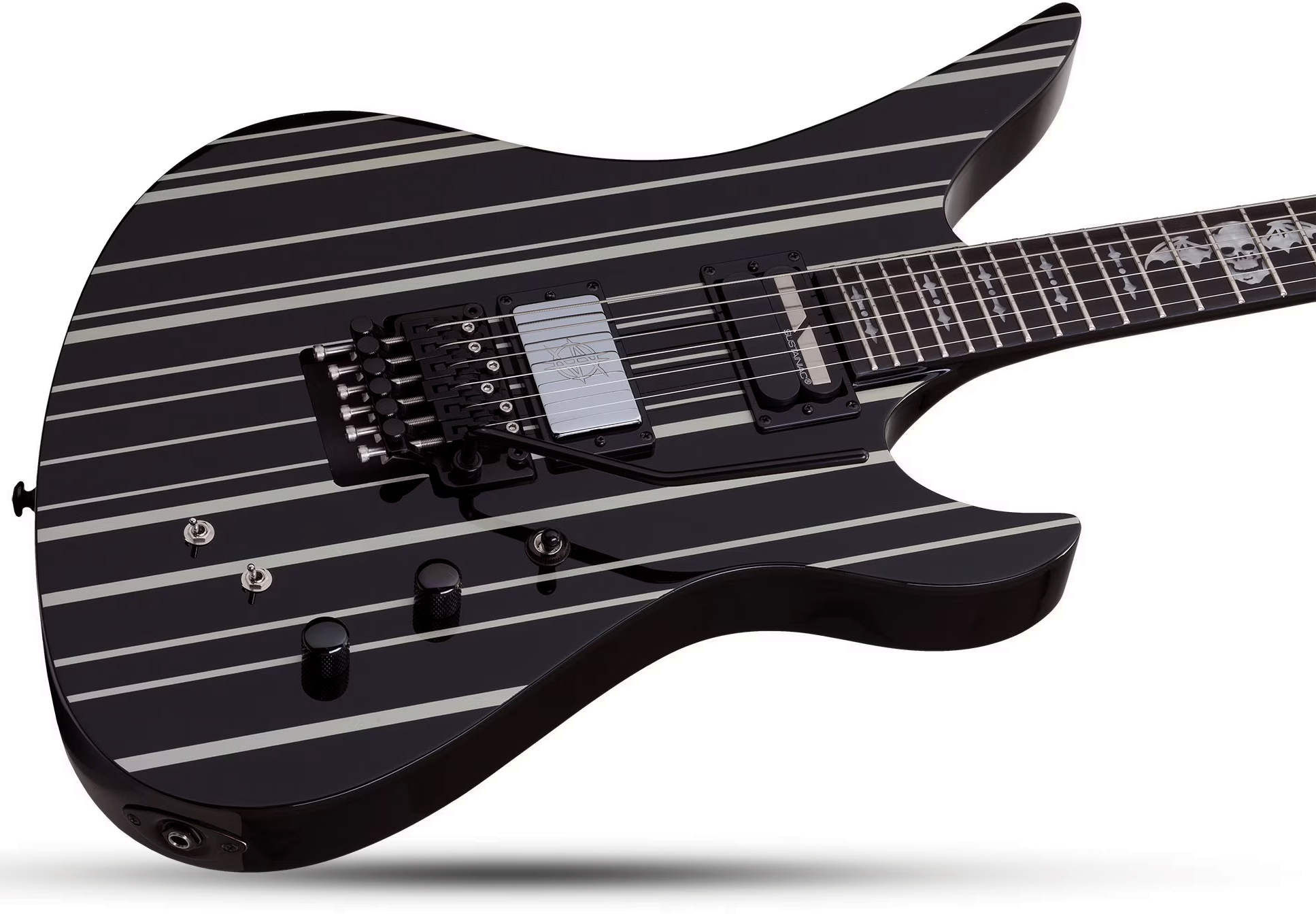 Schecter Synyster Custom-s Signature 2h Sustainiac Fr Eb - Black Silver - Str shape electric guitar - Variation 1