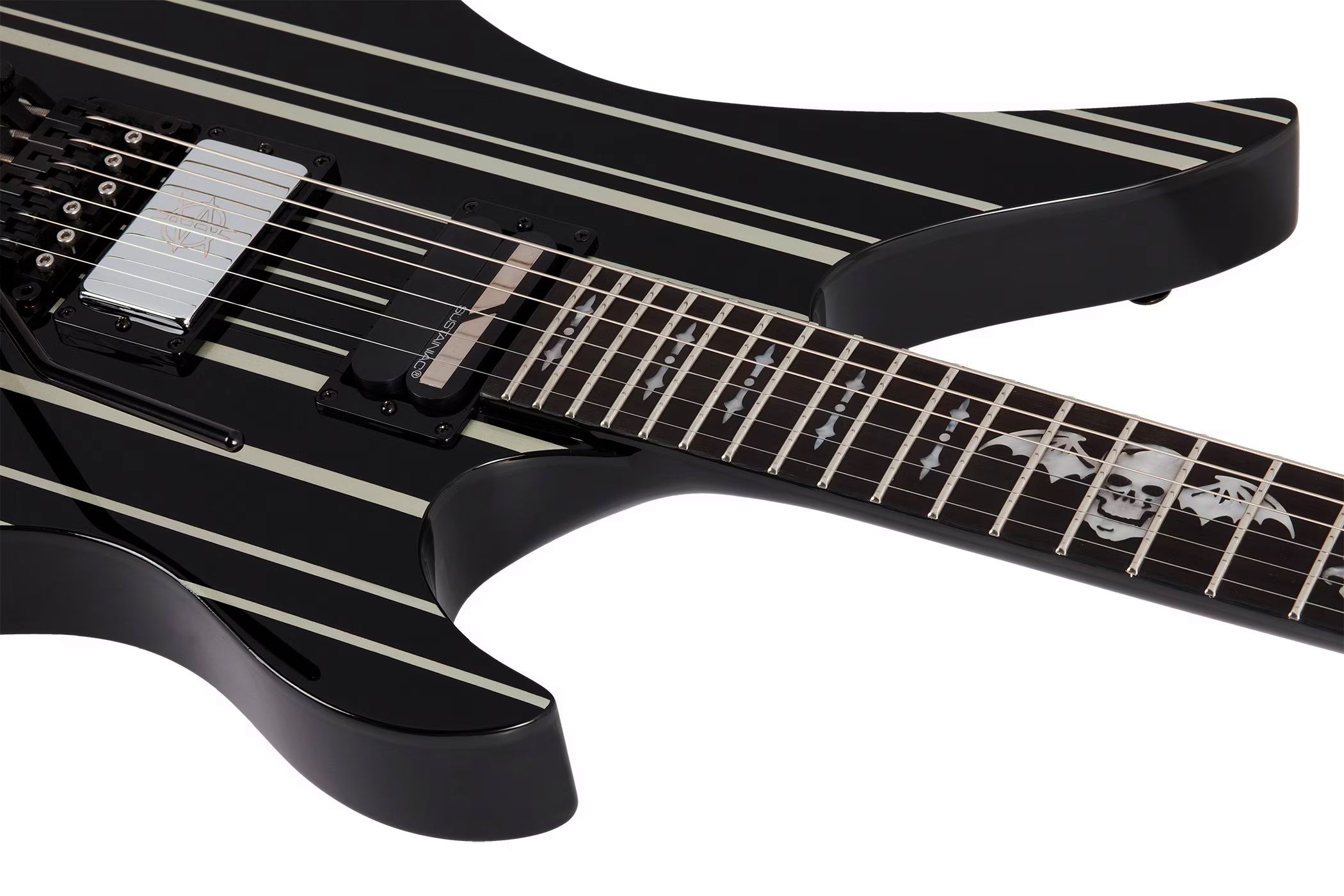 Schecter Synyster Custom-s Signature 2h Sustainiac Fr Eb - Black Silver - Str shape electric guitar - Variation 2
