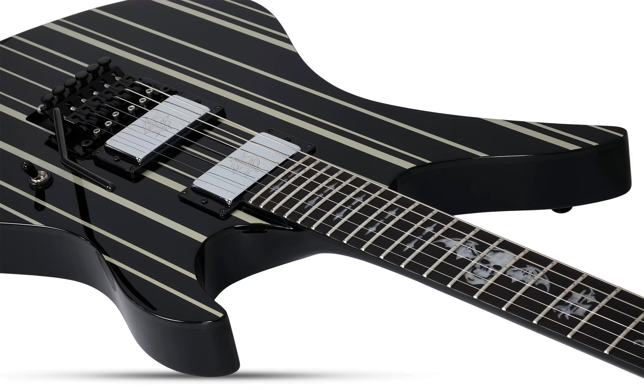 Schecter Synyster Custom Signature 2h Fr Eb - Gloss Black With Silver Pinstripes - Signature electric guitar - Variation 2